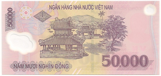 Vietnam polymer 50,000 Dong 2017 banknote, 50000₫, back