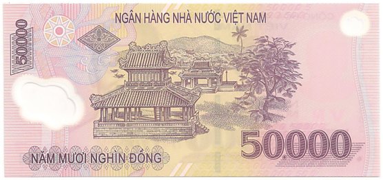 Vietnam polymer 50,000 Dong 2019 banknote, 50000₫, back