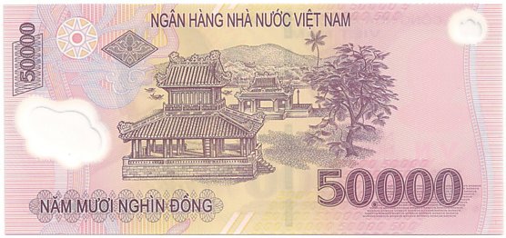 Vietnam polymer 50,000 Dong 2020 banknote, 50000₫, back