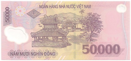 Vietnam polymer 50,000 Dong 2021 banknote, 50000₫, back