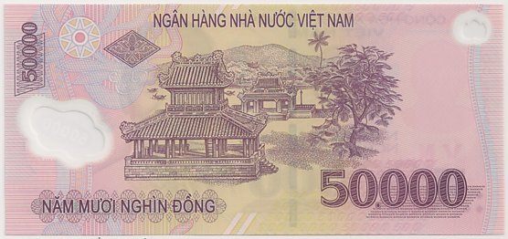 Vietnam polymer 50,000 Dong 2022 banknote, 50000₫, back