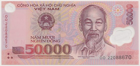 Vietnam polymer 50,000 Dong 2022 banknote, 50000₫, face