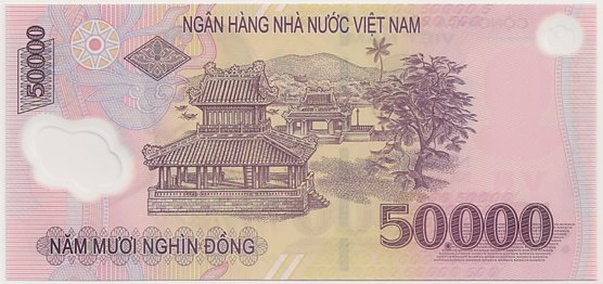 Vietnam polymer 50,000 Dong 2023 banknote, 50000₫, back