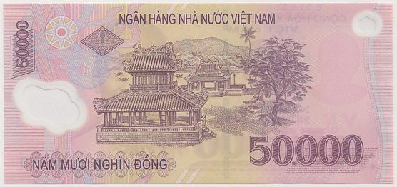 Vietnam polymer 50,000 Dong 2025 banknote, 50000₫, back
