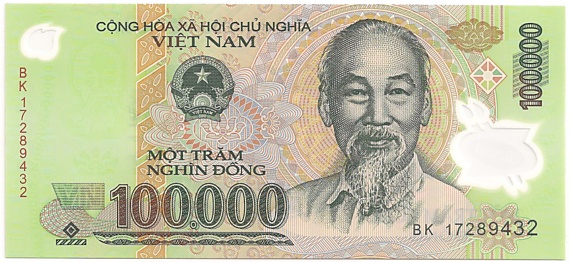 Vietnam polymer 100,000 Dong 2017 banknote, 100000₫, face
