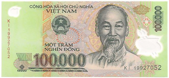 Vietnam polymer 100,000 Dong 2019 banknote, 100000₫, face