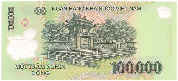 Vietnam polymer 100,000 Dong 2021 banknote, 100000₫, back