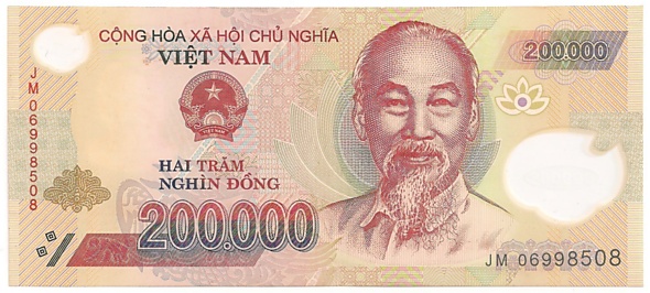 Vietnam polymer 200,000 Dong 2006 banknote error, 200000₫, face
