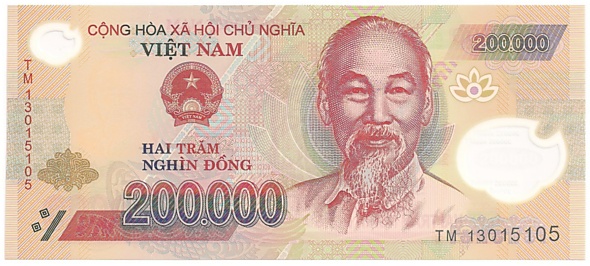Vietnam polymer 200,000 Dong 2013 banknote, 200000₫, face