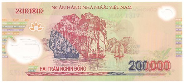 Vietnam polymer 200,000 Dong 2019 banknote, 200000₫, back