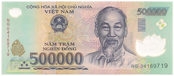 Vietnam polymer 500,000 Dong 2004 banknote, 500000₫, face