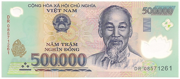 Vietnam polymer 500,000 Dong 2008 banknote, 500000₫, face