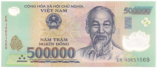 Vietnam polymer 500,000 Dong 2010 banknote, 500000₫, face