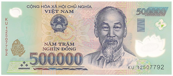 Vietnam polymer 500,000 Dong 2012 banknote, 500000₫, face