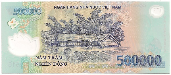 Vietnam polymer 500,000 Dong 2015 banknote, 500000₫, back