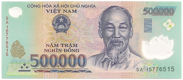 Vietnam polymer 500,000 Dong 2015 banknote, 500000₫, face