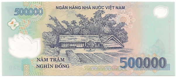 Vietnam polymer 500,000 Dong 2017 banknote, 500000₫, back