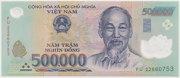 Vietnam polymer 500,000 Dong 2022 banknote, 500000₫, face