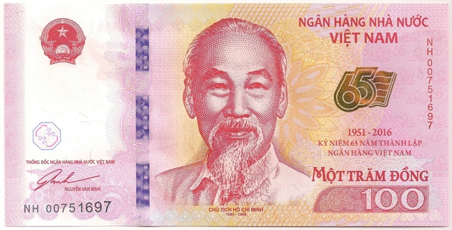 Vietnam 100 Dong 2016 banknote, face