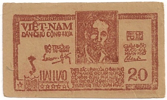 North Vietnam banknote 20 Xu 1948, face