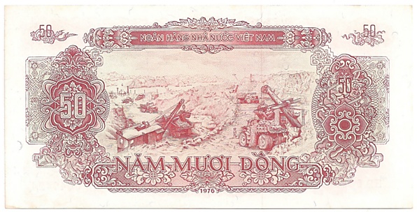 Vietnam banknote 50 Dong 1976, back