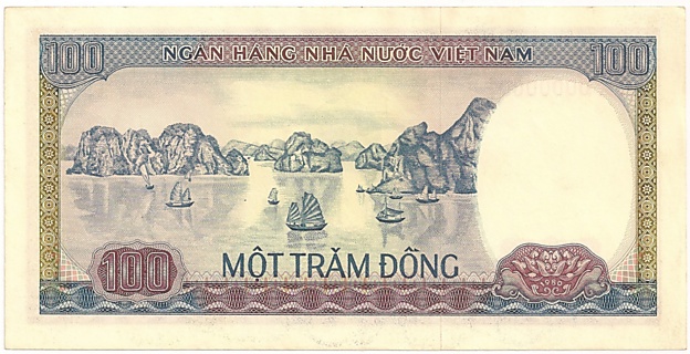 Vietnam banknote 100 Dong 1980 specimen, back