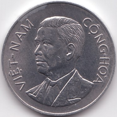South Vietnam 50 Su 1960 coin, president Ngo Dinh Diem, obverse