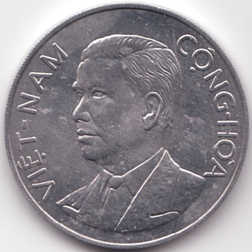 South Vietnam 50 Xu 1963 coin, president Ngo Dinh Diem, obverse