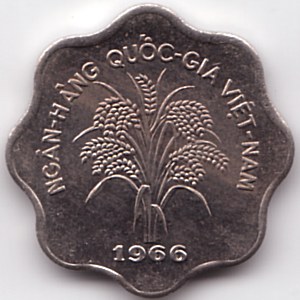 South Vietnam 5 Dong 1966 coin, reverse