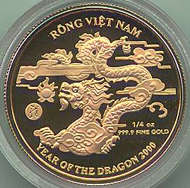 Vietnam 20000 Dong 2000 gold coin, dragon, obverse