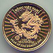 Vietnam 5000 Dong 2000 gold coin, dragon, obverse