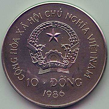 Vietnam 10 Dong 1986 coin, obverse