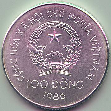 Vietnam 100 Dong 1986 coin, obverse