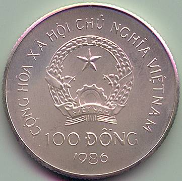 Vietnam 100 Dong 1986 coin, obverse