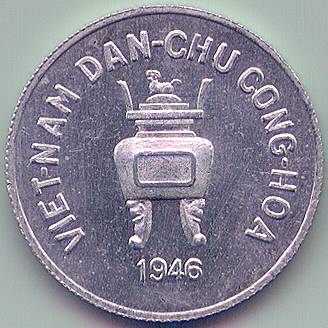 Vietnam 5 Hao 1946 coin, obverse