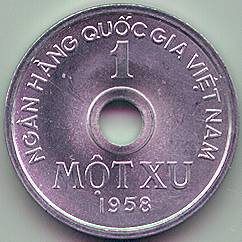 North Vietnam 1 Xu 1958 coin, reverse