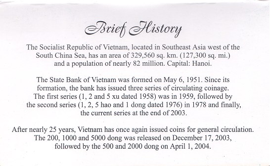 Vietnam 2003 coin set, page 1