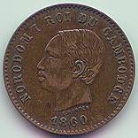Cambodia 5 Centimes 1860 coin
