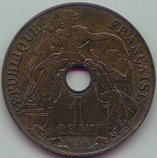 French Indochina 1 Cent 1914 coin, obverse