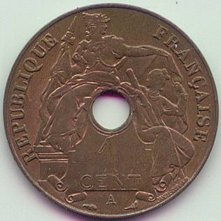 French Indochina 1 Cent 1918 coin, obverse