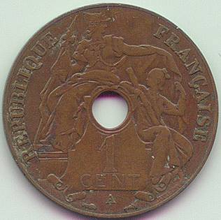 French Indochina 1 Cent 1930 coin, obverse