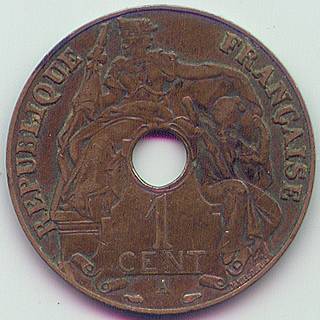 French Indochina 1 Cent 1931 wing coin, obverse