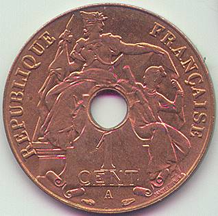 French Indochina 1 Cent 1939 coin, obverse