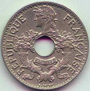 French Indochina 5 cent 1924 coin, obverse