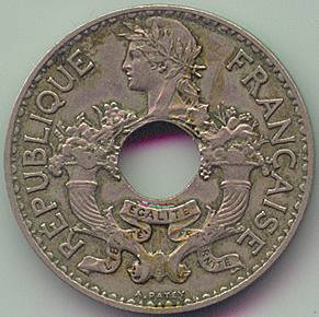 French Indochina 5 cent 1938 coin, obverse
