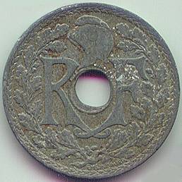 French Indochina 1/2 cent 1939 zinc coin, obverse