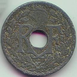 French Indochina 1/2 cent 1940 zinc coin, obverse