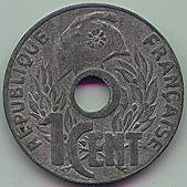French Indochina 1 Cent 1941 coin