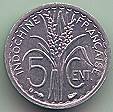 French Indochina 5 Cents 1946 coin