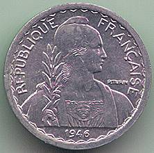 French Indochina 5 cent 1946 coin, obverse